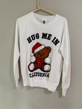 Vintage Hug Me In California Teddy Bear Sweatshirt USA Small
